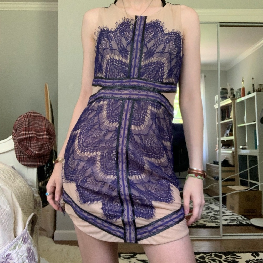 Gorgeous violet lace cocktail dress